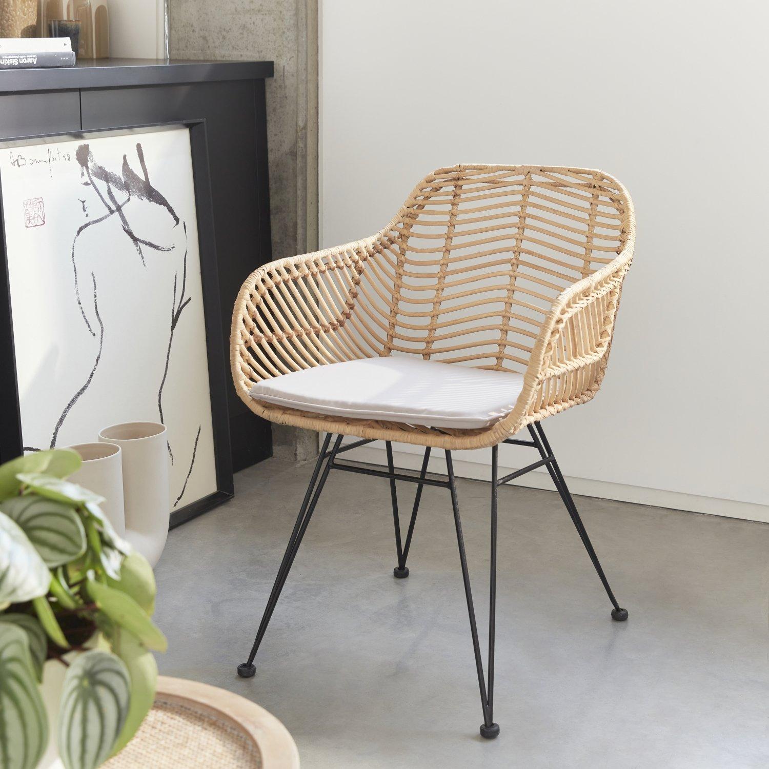 Rattan Dining Armchair With Removable Cushion